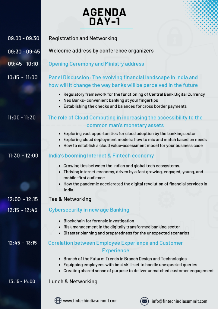 Fintech India Summit 2022 — Agenda Day 1 (Morning)