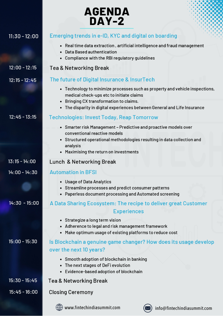 Fintech India Summit 2022 — Agenda Day 2 (Full)