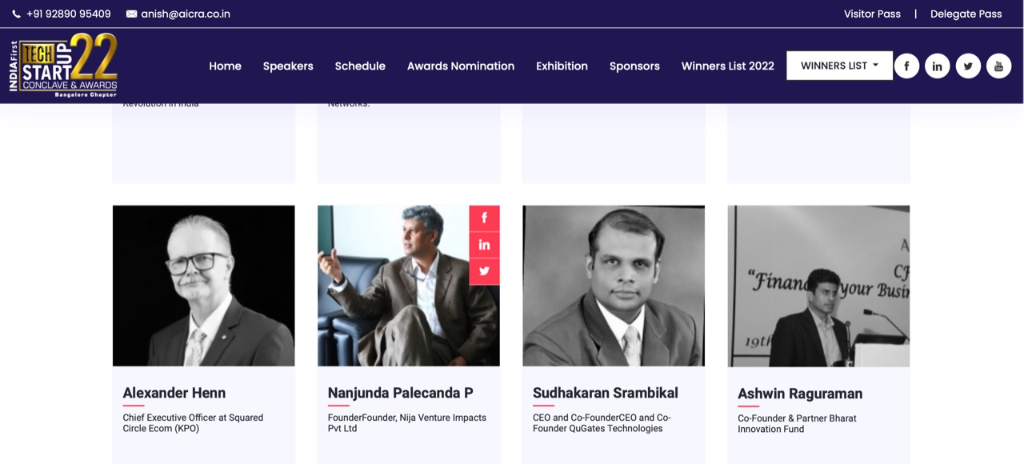 India Tech Startup Conclave & Awards 2022 — Speaker Profile
